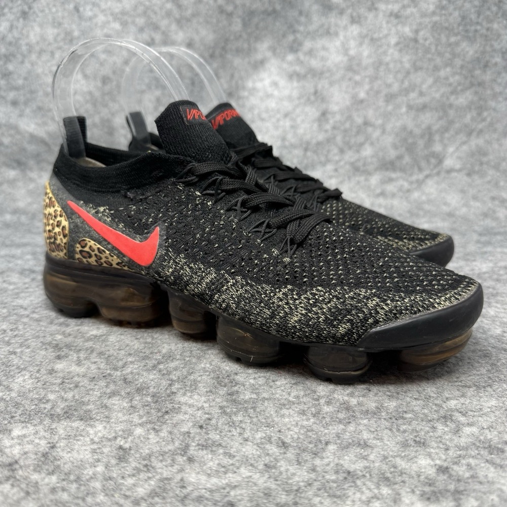 Nike Air Vapormax Flyknit 2 Shoes Leapord Womens Size 7 Black 942843-068